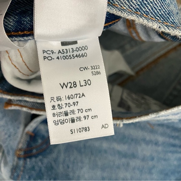 Levi's 501’s High Rise Two Toned Straight Button Fly Rigid Jeans Size 28x30 - Picture 7 of 8